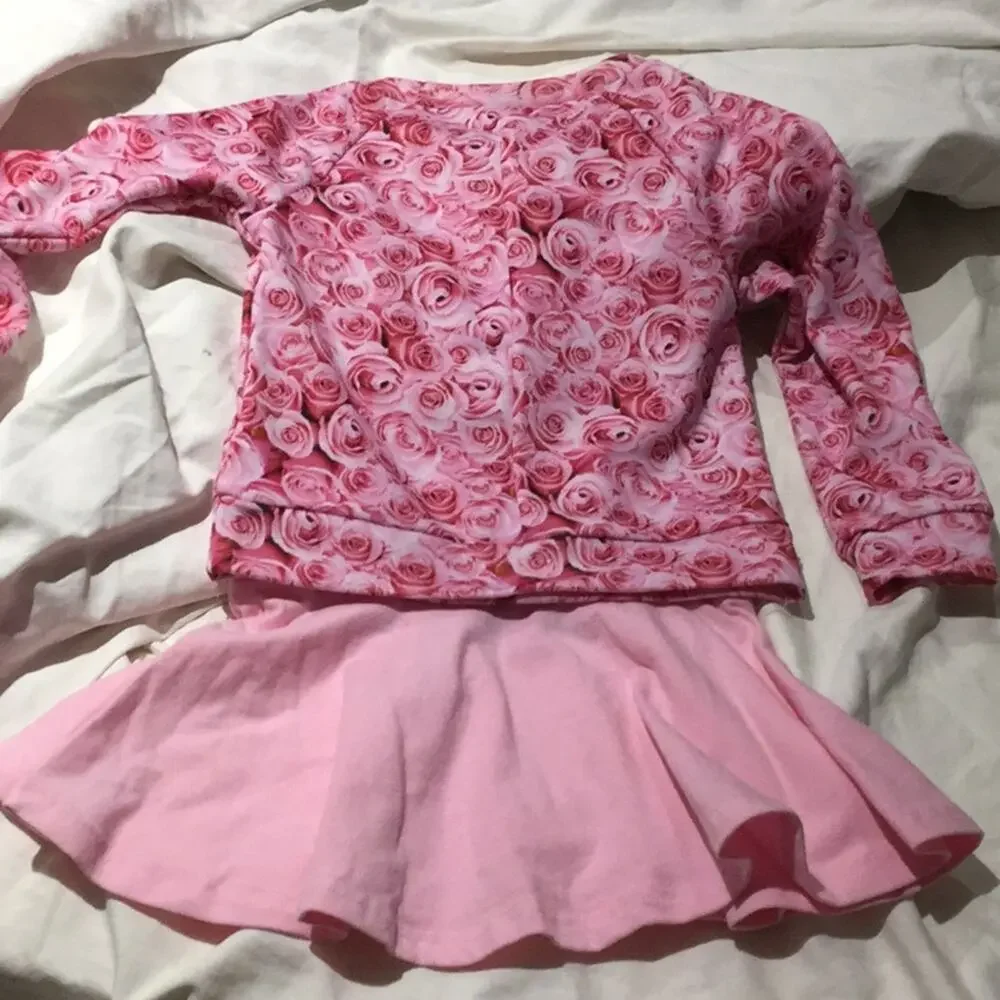 Betsey Johnson 2T rose top pink skirt set nwt